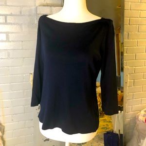 Talbots navy boat neck top
